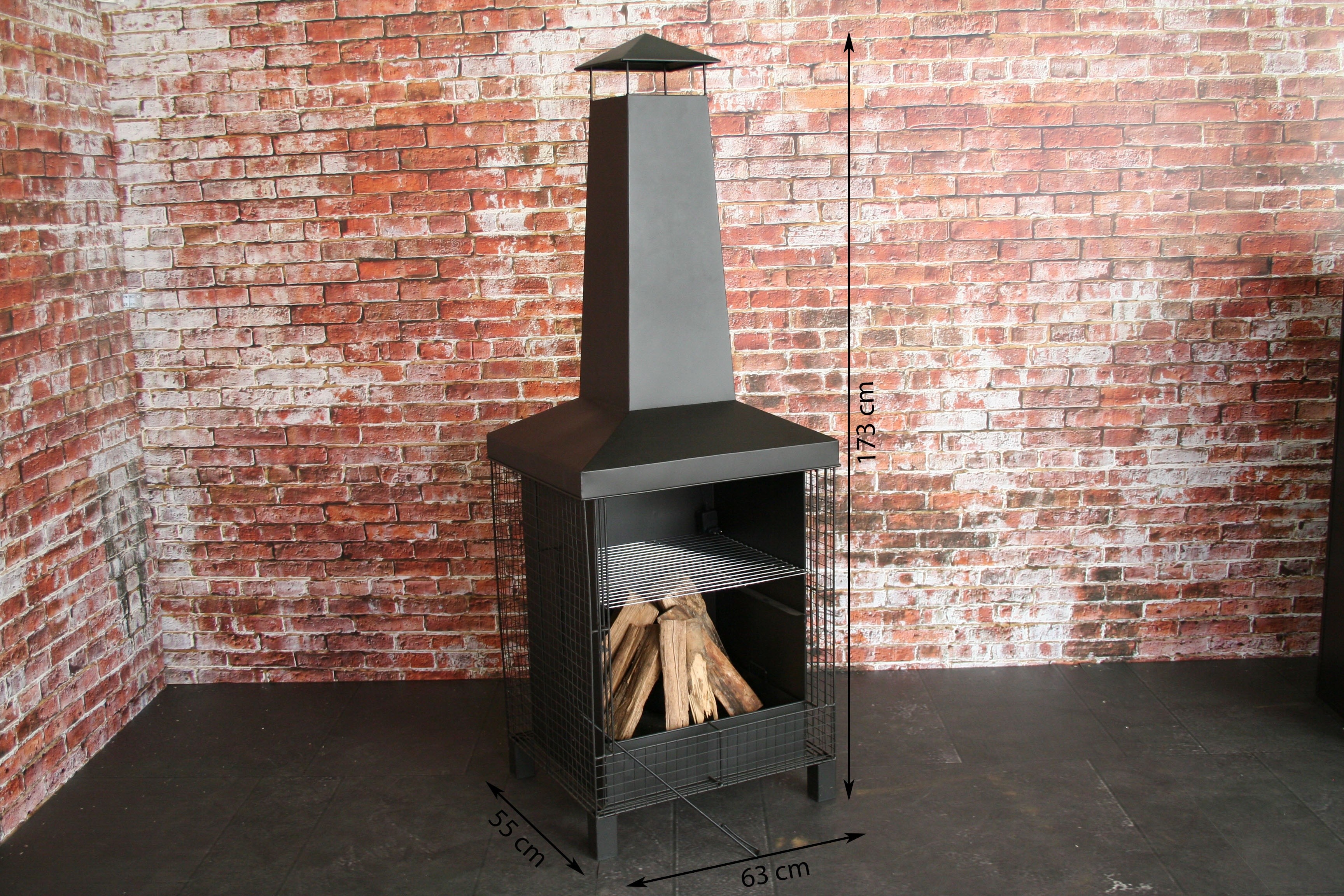 Kominek ogrodowy Topia 63x55x173 cm metalowy czarny