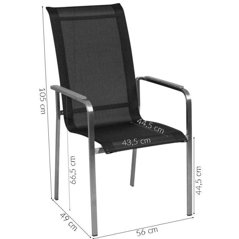 Fotel na taras Ozzy 105 cm czarny Textilene teczyna