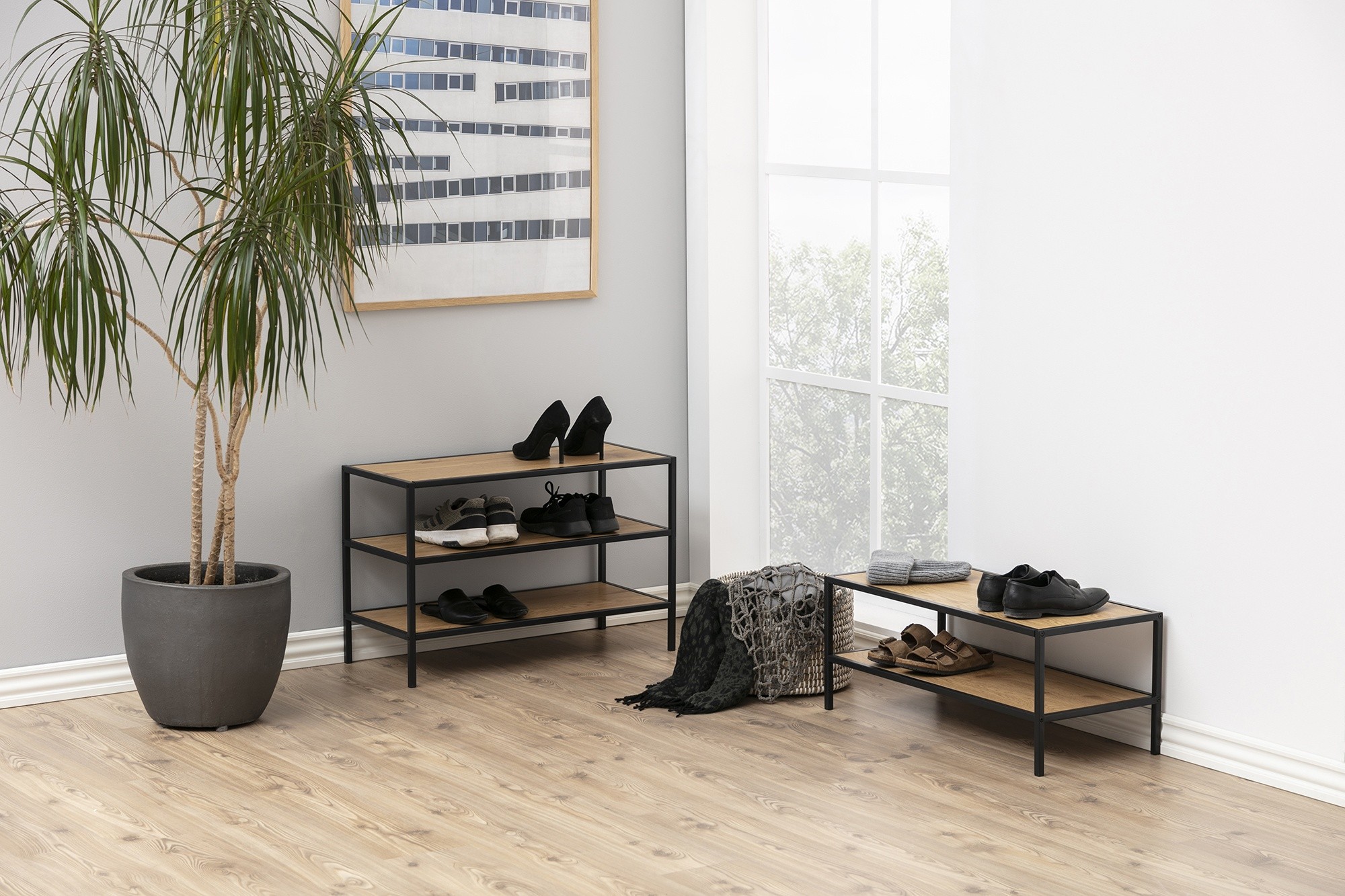 Szafka na buty Seaford 3 półki dąb industrialna