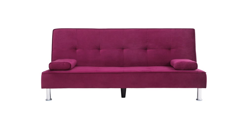 Sofa trzyosobowa z funkcją spania Divi fioletowo-różowa welur