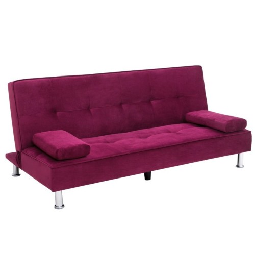 Sofa trzyosobowa z funkcją spania Divi fioletowo-różowa welur
