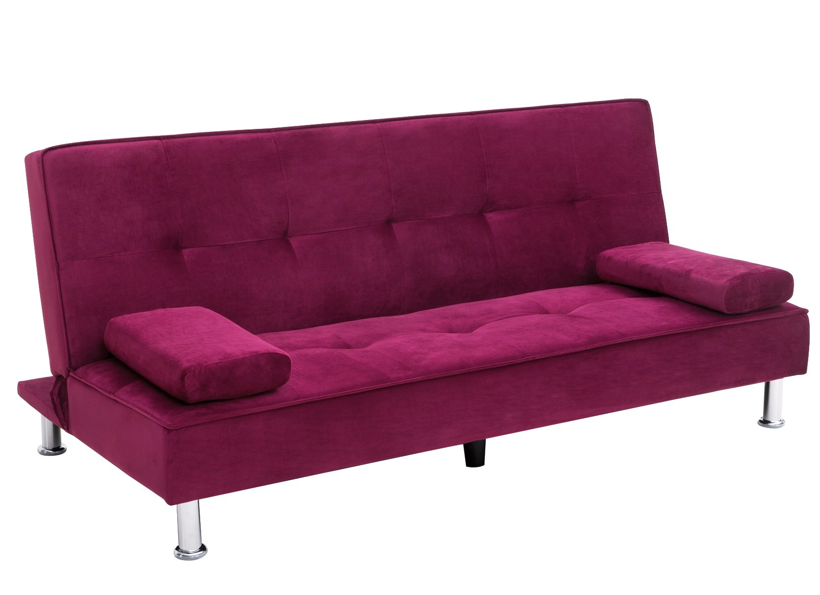 Sofa trzyosobowa z funkcją spania Divi fioletowo-różowa welur