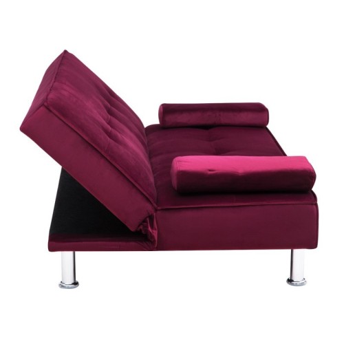 Sofa trzyosobowa z funkcją spania Divi fioletowo-różowa welur