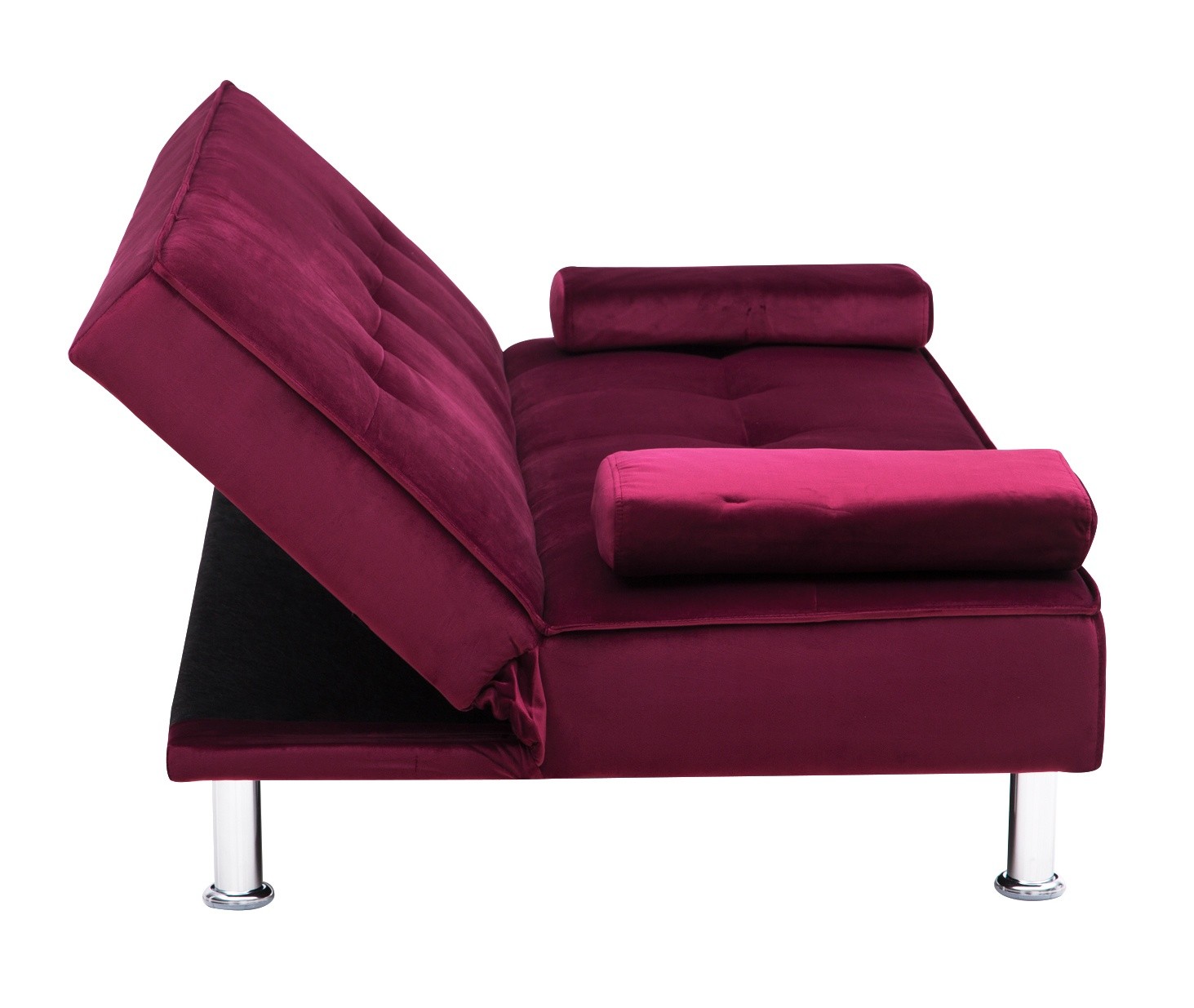 Sofa trzyosobowa z funkcją spania Divi fioletowo-różowa welur