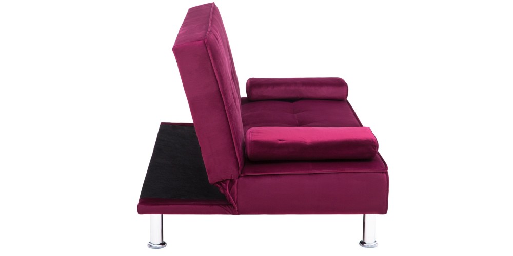 Sofa trzyosobowa z funkcją spania Divi fioletowo-różowa welur