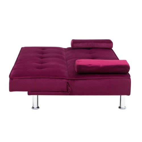 Sofa trzyosobowa z funkcją spania Divi fioletowo-różowa welur