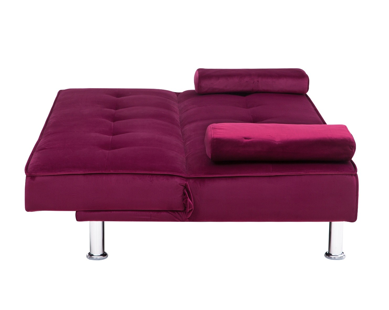 Sofa trzyosobowa z funkcją spania Divi fioletowo-różowa welur