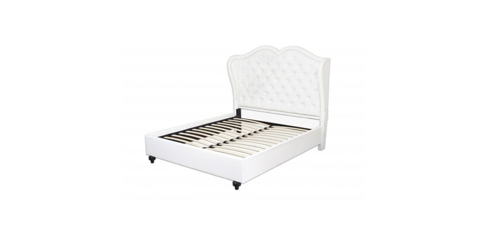 Łóżko tapicerowane Glam 160x200 białe OUTLET 076