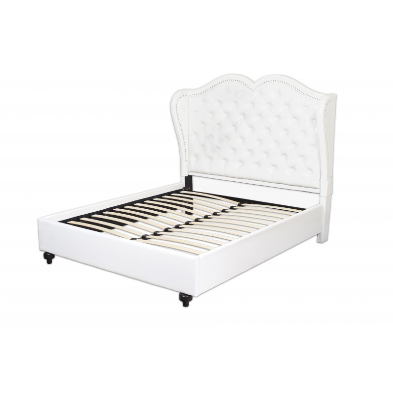 Łóżko tapicerowane Glam 160x200 białe OUTLET 076