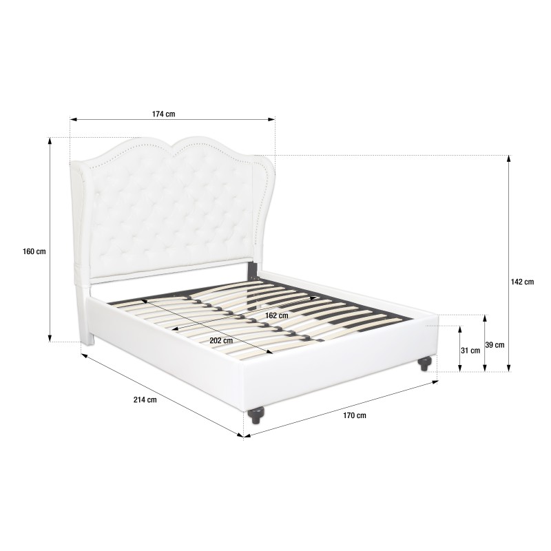 Łóżko tapicerowane Glam 160x200 białe OUTLET 076