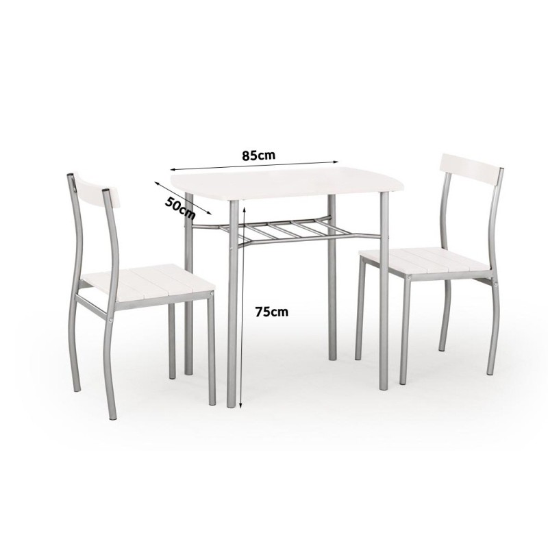 Stół do jadalni Lance + 2 krzesła biały OUTLET 022