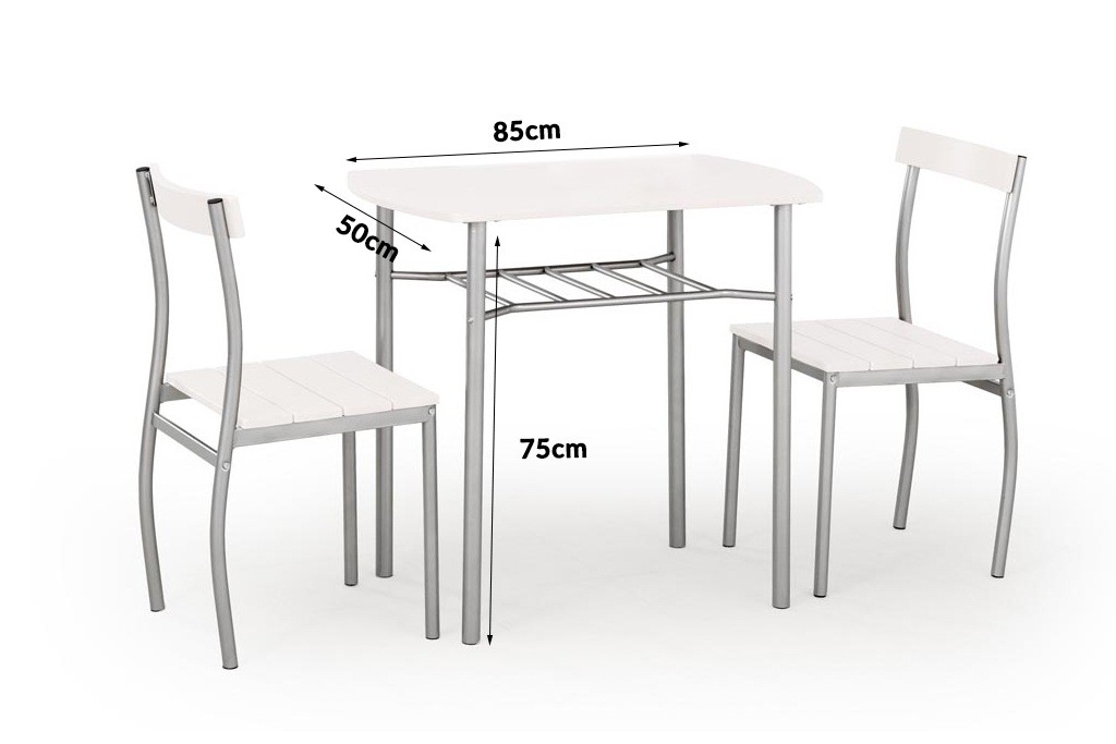 Stół do jadalni Lance + 2 krzesła biały OUTLET 022