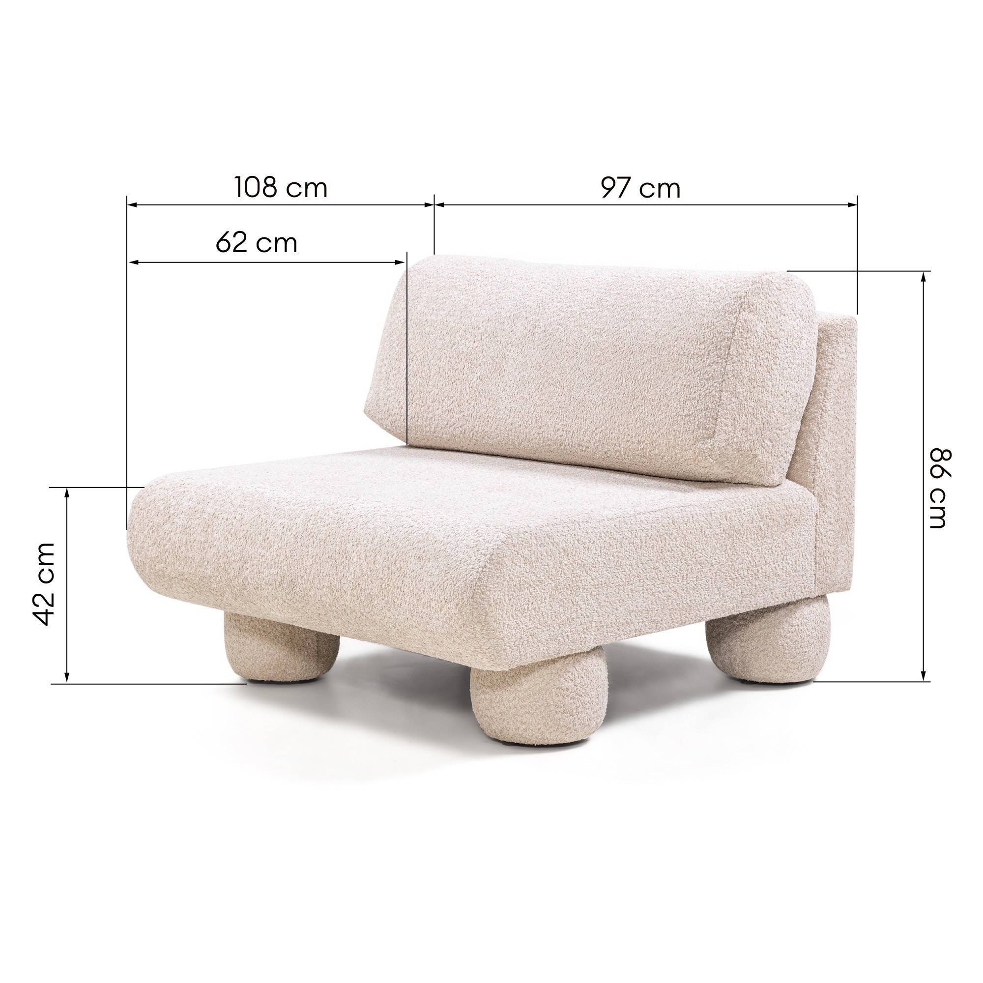 Fotel wypoczynkowy Fragola, obłe kształty