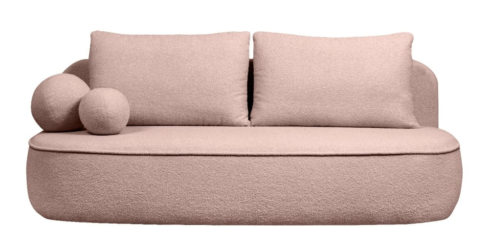 Sofa z funkcją spania i pojemnikiem Bella różowa, boucle