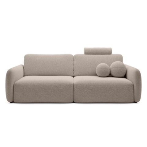 Sofa rozkładana Botse Lux z pojemnikiem, beżowa, boucle