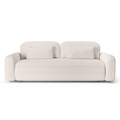 Sofa z funkcją i pojemnikiem Hoschi kremowa, boucle, obła