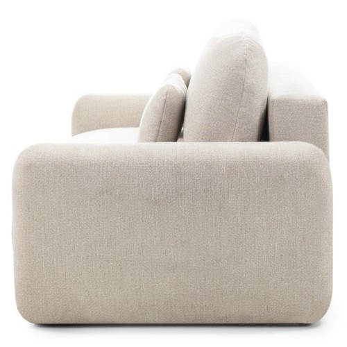 Sofa z funkcją spania i pojemnikiem Hoschi, jasnobeżowa, obłe kształty