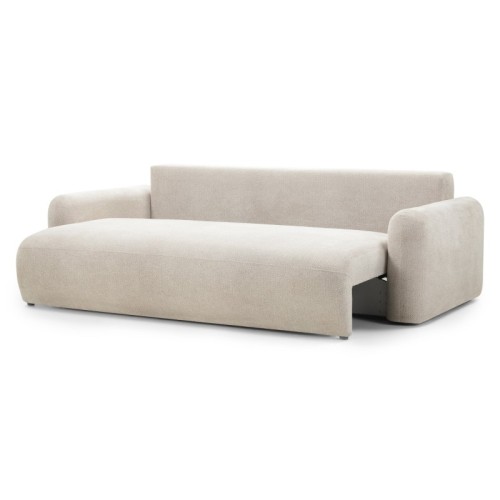 Sofa z funkcją spania i pojemnikiem Hoschi, jasnobeżowa, obłe kształty