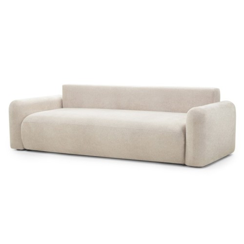 Sofa z funkcją spania i pojemnikiem Hoschi, jasnobeżowa, obłe kształty