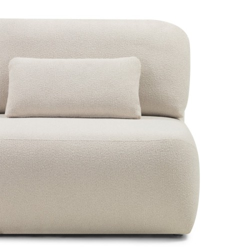 Sofa z funkcją spania i pojemnikiem Liva, jasnobeżowa, boucle, obłe kształty