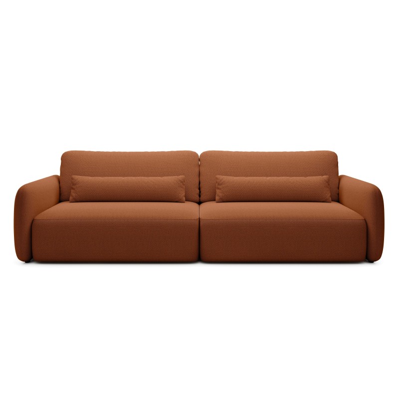 Sofa rozkładana Mossa Big z 2 pojemnikami, obłe kształty, miedziana