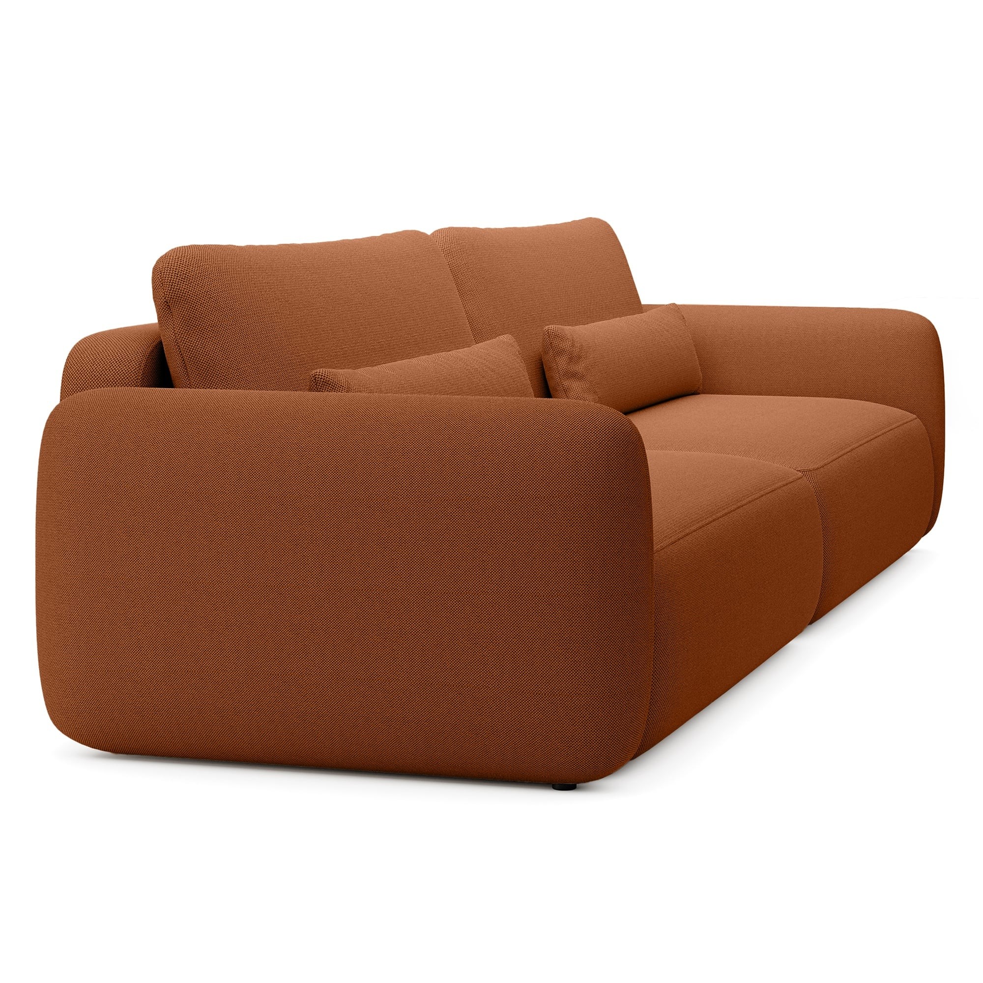 Sofa rozkładana Mossa Big z 2 pojemnikami, obłe kształty, miedziana