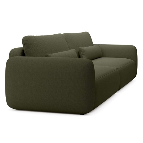 Sofa rozkładana Mossa Big z 2 pojemnikami, obłe kształty, ciemnozielona