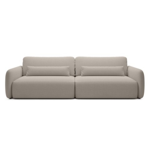 Sofa rozkładana Mossa Big z 2 pojemnikami, obła, beżowoszara