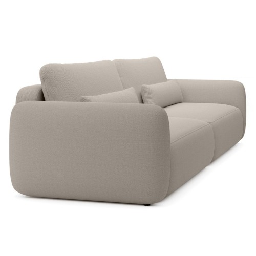 Sofa rozkładana Mossa Big z 2 pojemnikami, obłe kształty, beżowoszara