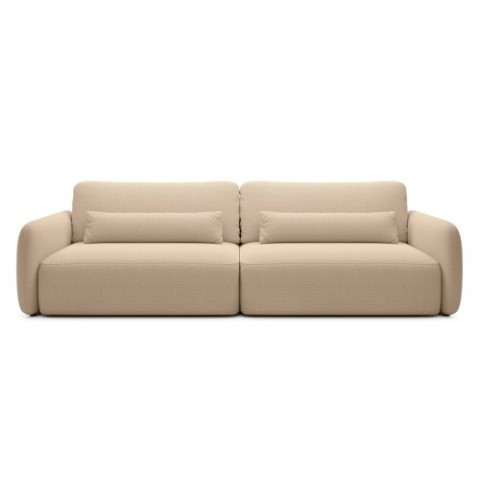 Sofa rozkładana Mossa Big z 2 pojemnikami, obła, jasny brąz