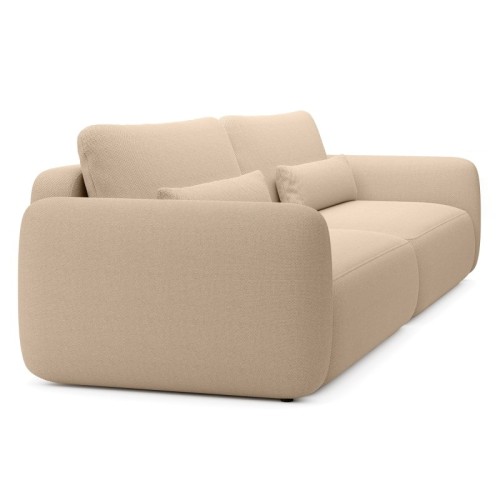 Sofa rozkładana Mossa Big z 2 pojemnikami, obłe kształty, jasnobrązowa