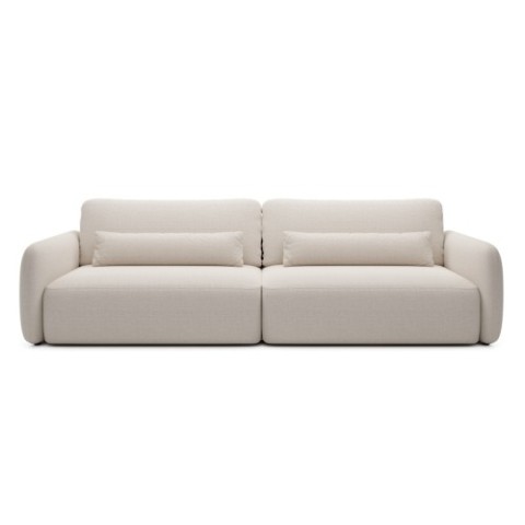 Sofa rozkładana Mossa Big 2 pojemniki obły kształt jasny beż