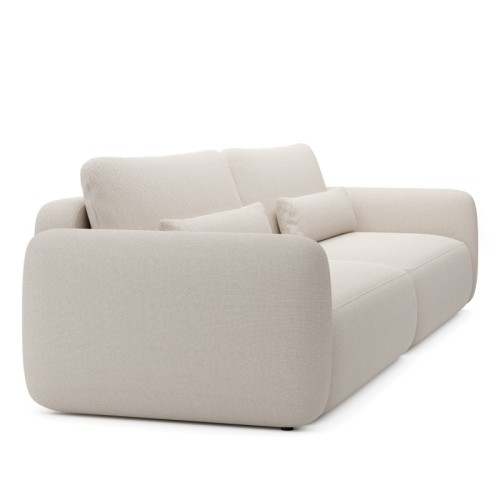 Sofa rozkładana Mossa Big z 2 pojemnikami, obłe kształty, jasnobeżowa