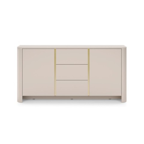 Komoda dwudrzwiowa Bari, szuflady, zaokrąglona cashmere gold