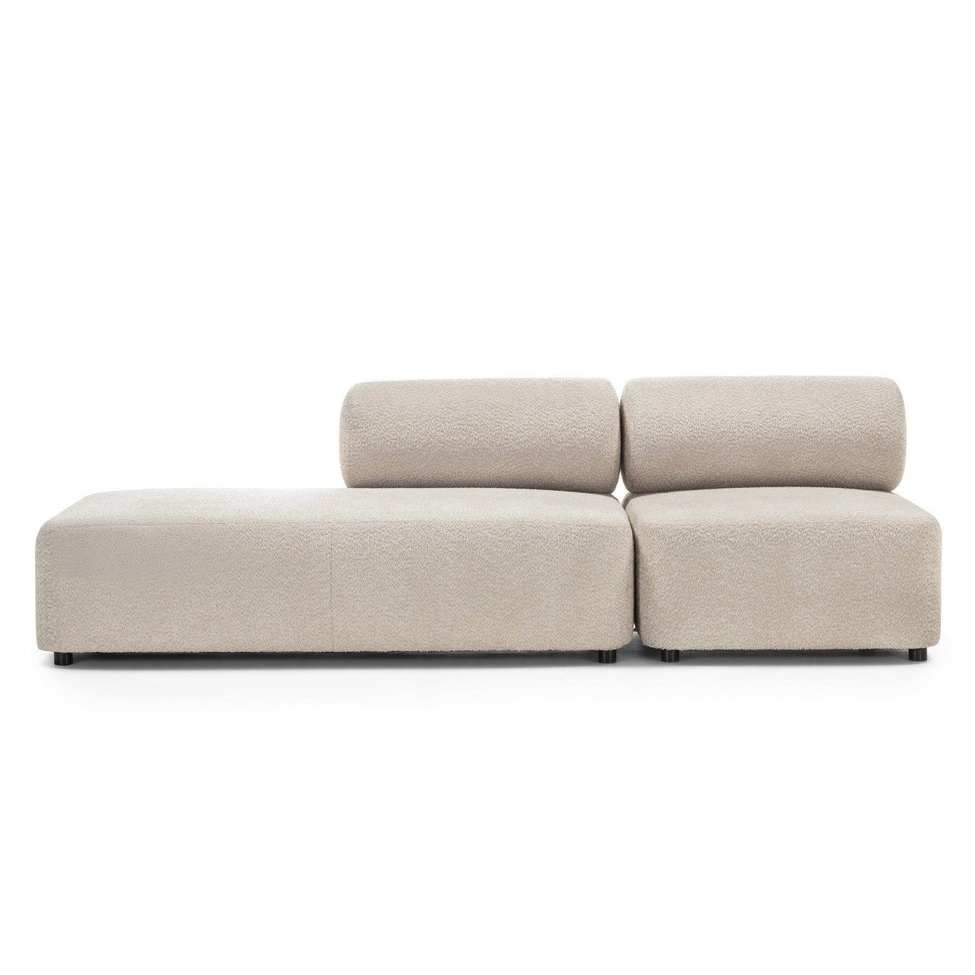 Sofa modułowa Moso, beżowa, lewostronna, zaokrąglona