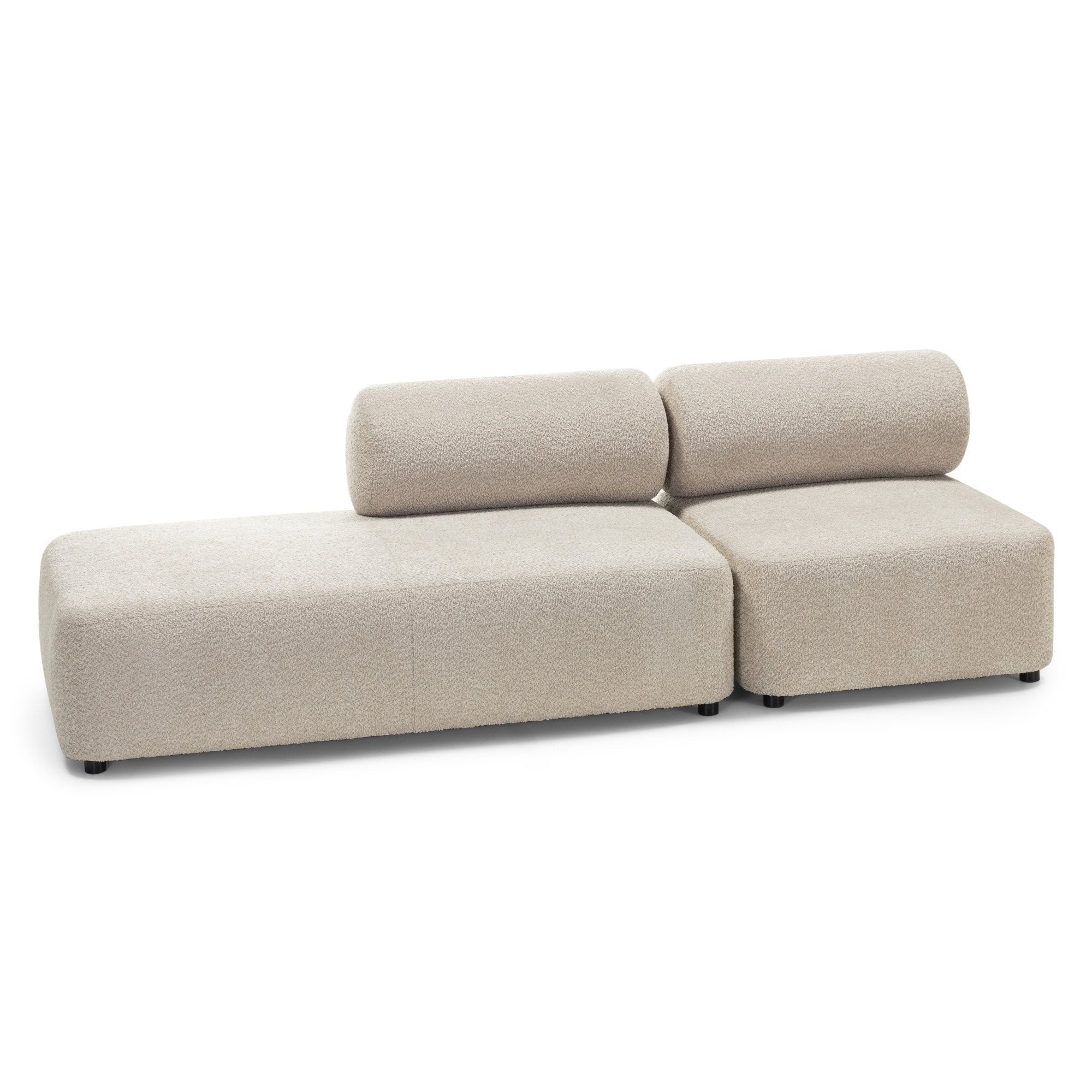 Sofa modułowa Moso, beżowa, lewostronna, zaokrąglona