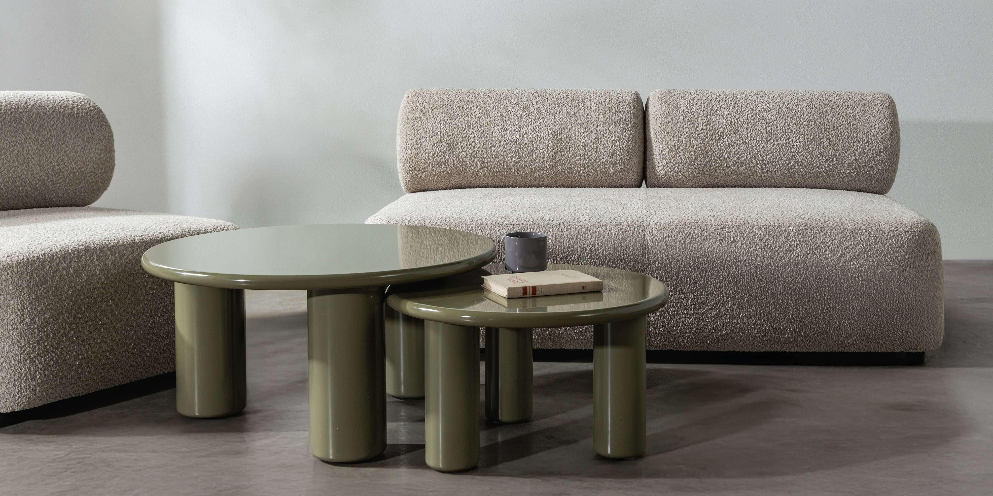 Sofa modułowa Moso, beżowa, lewostronna, zaokrąglona