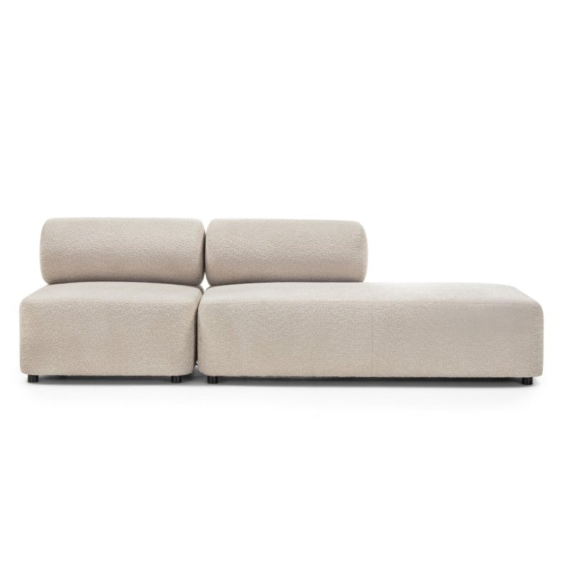 Sofa modułowa Moso, beżowa, prawostronna, zaokrąglona