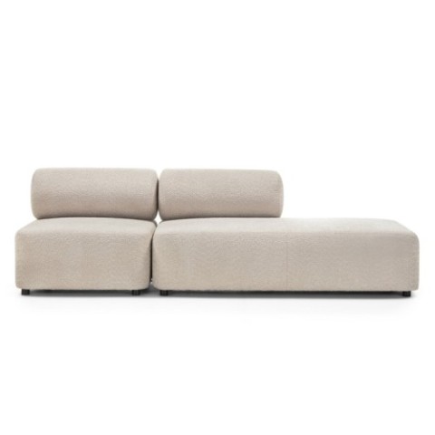 Sofa modułowa Moso, beżowa, prawostronna, zaokrąglona