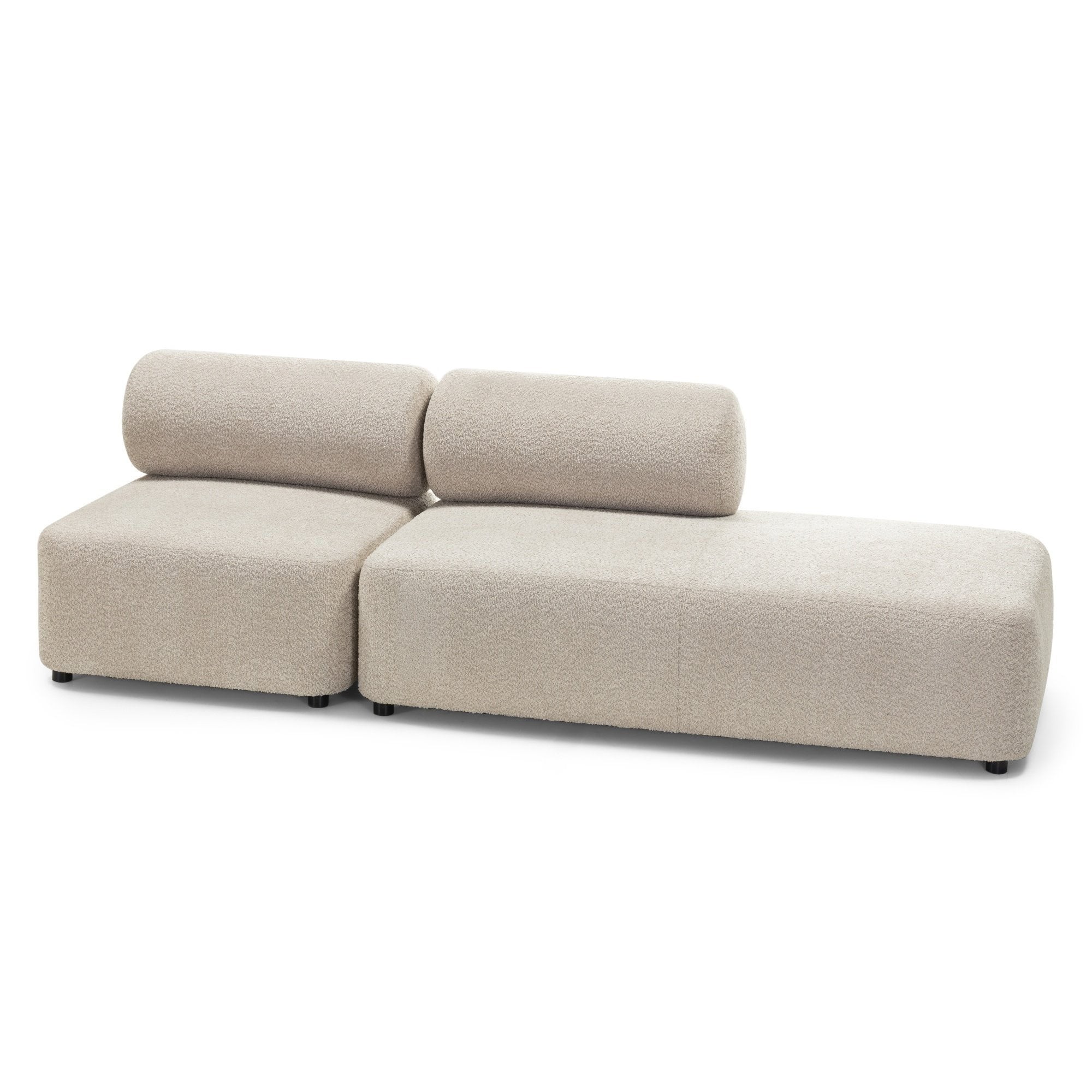 Sofa modułowa Moso, beżowa, prawostronna, zaokrąglona