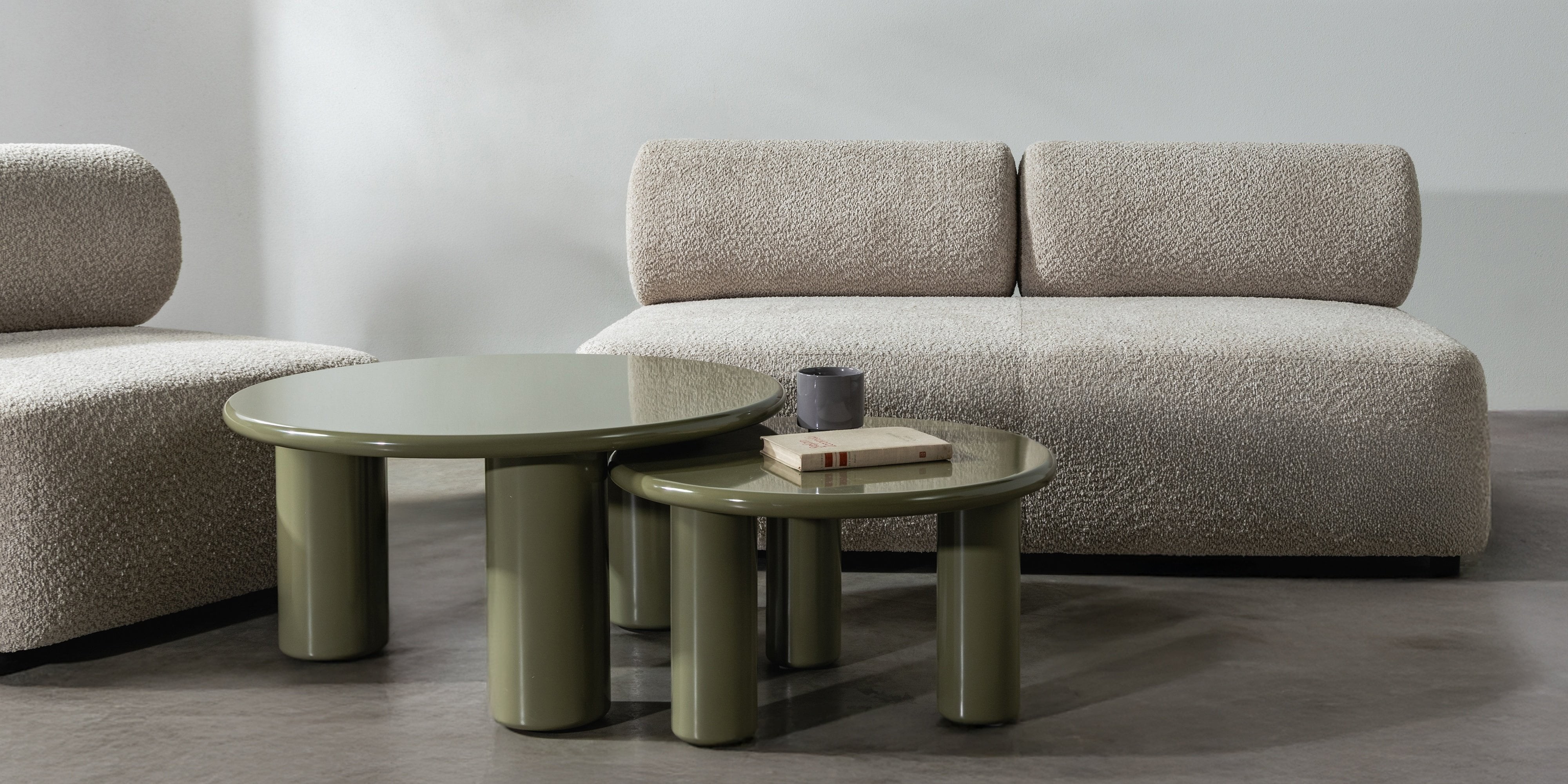 Sofa modułowa Moso, beżowa, prawostronna, zaokrąglona