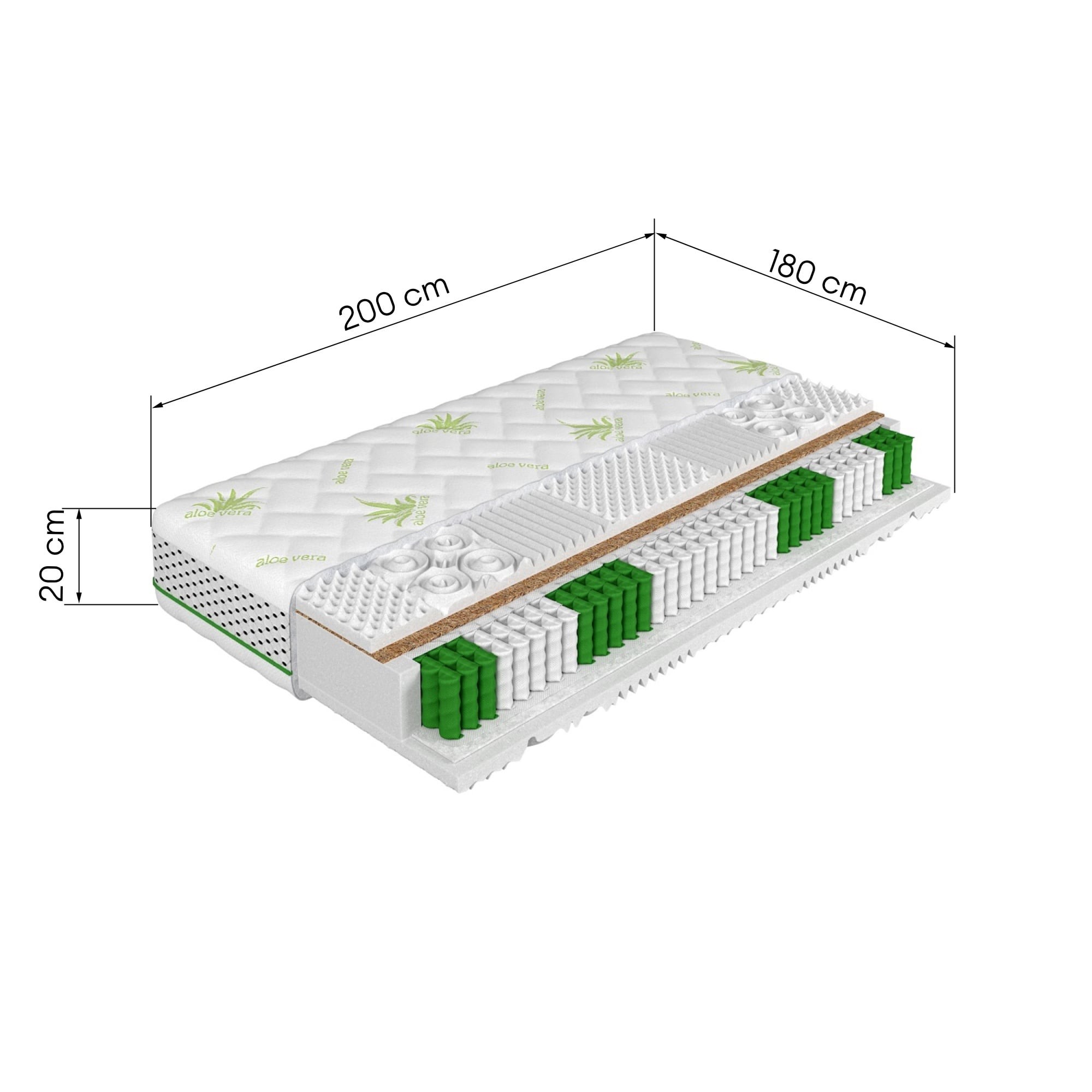 Materac kieszeniowy 7-stref Salsa 180x200 cm, dwustronny, H4/H3, 20 cm