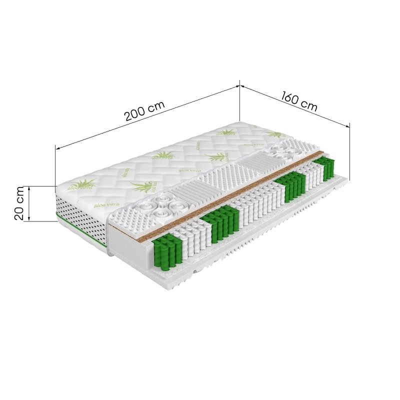 Materac kieszeniowy 7-stref Salsa 160x200 cm, dwustronny, H4/H3, 20 cm