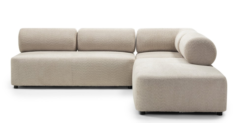 Narożnik modułowy Moso 250 cm, beżowy, prawostronny, zaokrąglony