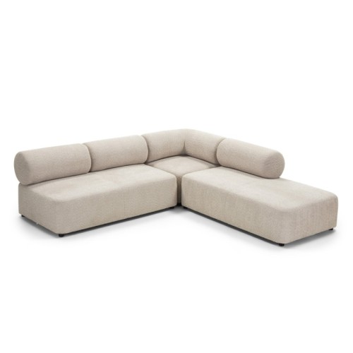 Narożnik modułowy Moso 250 cm, beżowy, prawostronny, zaokrąglony