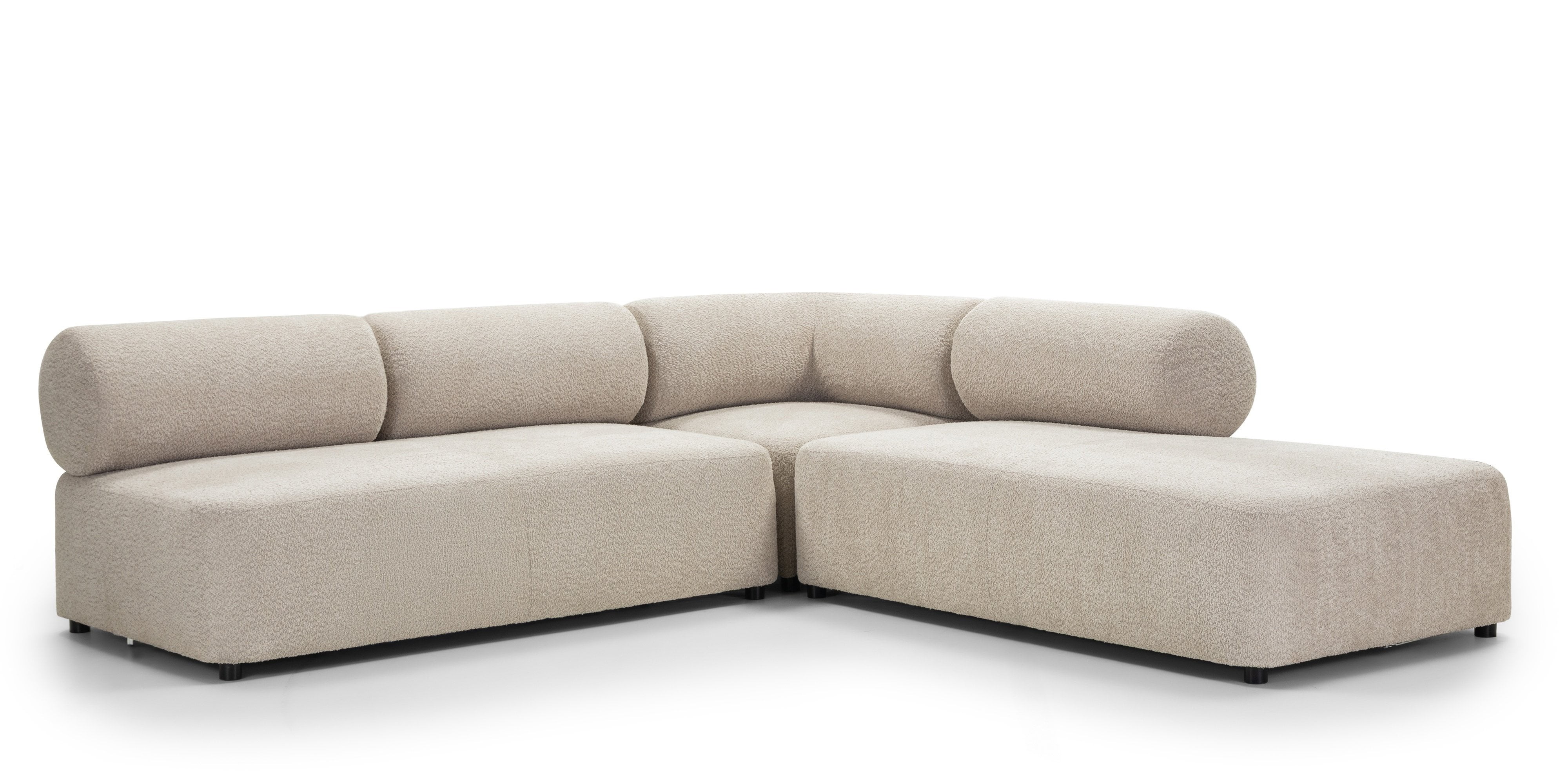 Narożnik modułowy Moso 250 cm, beżowy, prawostronny, zaokrąglony
