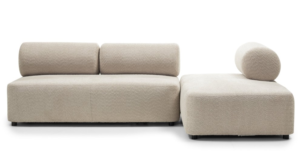 Narożnik modułowy Moso 255 cm, beżowy, prawostronny, zaokrąglony