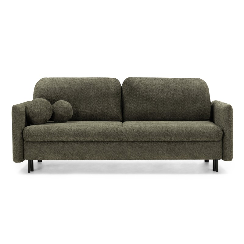 Sofa z funkcją spania i pojemnikiem Nest, zielona