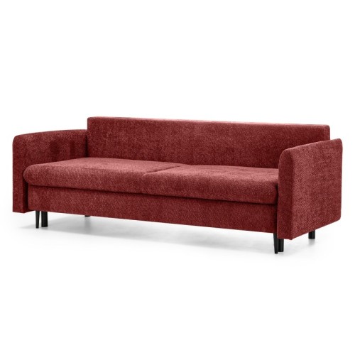 Sofa z funkcją spania i pojemnikiem Nest, bordowa