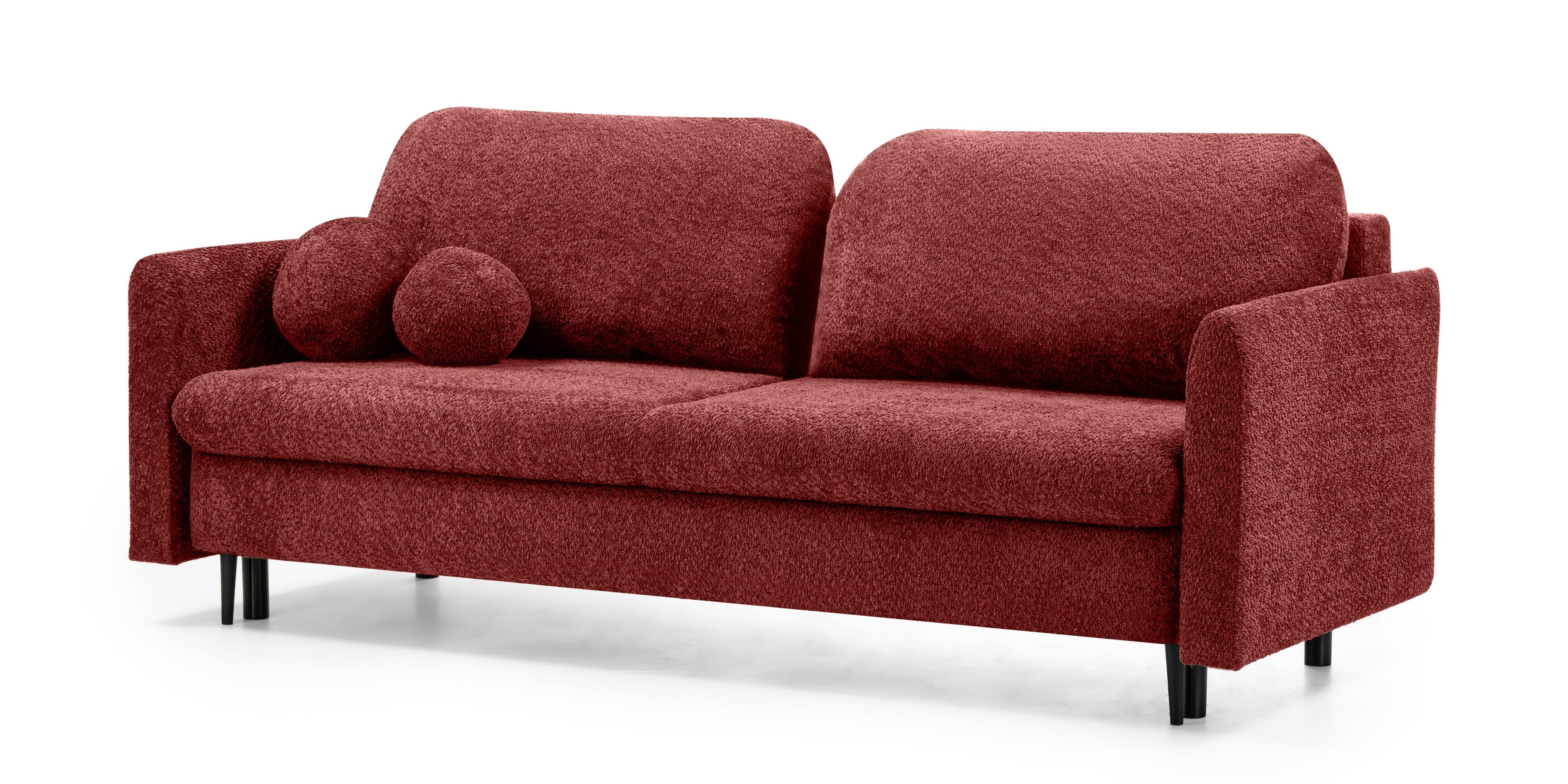 Sofa z funkcją spania i pojemnikiem Nest, bordowa